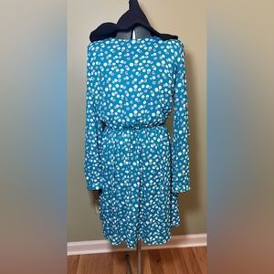 Kit and Sky Blue Polk-a-Dot Long Sleeve Dress, M